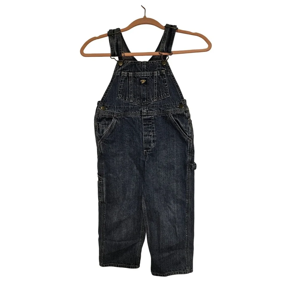 Vint OshKosh‎ Bgosh Kids Blue Denim  Overalls Size 5 Dark Wash Adjustable Straps